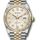 Rolex Steel and Yellow Gold Rolesor Datejust 36 Watch - Fluted Bezel - Silver Jubilee Diamond Dial - Jubilee Bracelet - 126233 sjdj