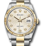 Rolex Steel and Yellow Gold Rolesor Datejust 36 Watch - Fluted Bezel - Silver Jubilee Diamond Dial - Oyster Bracelet - 126233 sjdo