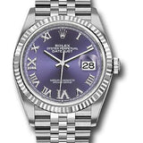 Rolex Steel Datejust 36 Watch - Fluted Bezel - Aubergine Purple Diamond Roman VI and IX Dial - Jubilee Bracelet - 2019 Release - 126234 audr69j