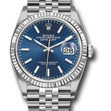 Rolex Steel Datejust 36 Watch - Fluted Bezel - Blue Index Dial - Jubilee Bracelet - 2019 Release - 126234 blij