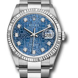 Rolex Steel Datejust 36 Watch - Fluted Bezel - Blue Jubilee Diamond Dial - Oyster Bracelet - 2019 Release - 126234 bljdo