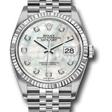 Rolex Steel Datejust 36 Watch - Fluted Bezel - Mother-of-Pearl Diamond Dial - Jubilee Bracelet - 2019 Release - 126234 mdj