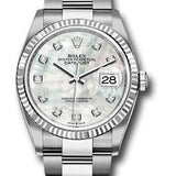 Rolex Steel Datejust 36 Watch - Fluted Bezel - Mother-of-Pearl Diamond Dial - Oyster Bracelet - 2019 Release - 126234 mdo