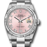 Rolex Steel Datejust 36 Watch - Fluted Bezel - Pink Diamond Roman VI and IX Dial - Oyster Bracelet - 2019 Release - 126234 pdr69o