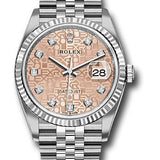 Rolex Steel Datejust 36 Watch - Fluted Bezel - Pink Jubilee Diamond Dial - Jubilee Bracelet - 2019 Release - 126234 pjdj