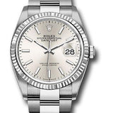 Rolex Steel Datejust 36 Watch - Fluted Bezel - Silver Index Dial - Oyster Bracelet - 2019 Release - 126234 sio