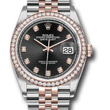 Rolex Steel and Everose Rolesor Datejust 36 Watch - Diamond Bezel - Black Diamond Dial - Jubilee Bracelet - 126281RBR bkdj