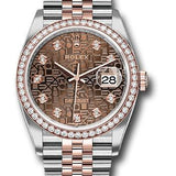 Rolex Steel and Everose Rolesor Datejust 36 Watch - Diamond Bezel - Chocolate Jubilee Diamond Dial - Jubilee Bracelet - 126281RBR chojdj