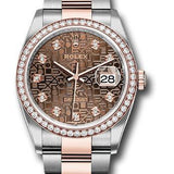 Rolex Steel and Everose Rolesor Datejust 36 Watch - Diamond Bezel - Chocolate Jubilee Diamond Dial - Oyster Bracelet - 126281RBR chojdo