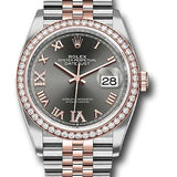 Rolex Steel and Everose Rolesor Datejust 36 Watch - Diamond Bezel - Dark Rhodium Roman Dial - Jubilee Bracelet - 126281RBR dkrdr69j