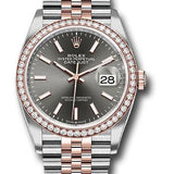 Rolex Steel and Everose Rolesor Datejust 36 Watch - Diamond Bezel - Dark Rhodium Index Dial - Jubilee Bracelet - 126281RBR dkrij