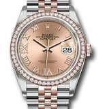 Rolex Steel and Everose Rolesor Datejust 36 Watch - Diamond Bezel - Rose Roman Dial - Jubilee Bracelet - 126281RBR rdr69j