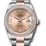 Rolex Steel and Everose Rolesor Datejust 36 Watch - Diamond Bezel - Rose Roman Dial - Oyster Bracelet - 126281RBR rdr69o