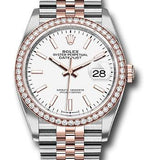 Rolex Steel and Everose Rolesor Datejust 36 Watch - Diamond Bezel - White Index Dial - Jubilee Bracelet - 126281RBR wij