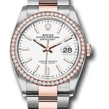 Rolex Steel and Everose Rolesor Datejust 36 Watch - Diamond Bezel - White Index Dial - Oyster Bracelet - 126281RBR wio