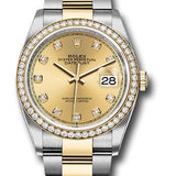 Rolex Steel and Yellow Gold Rolesor Datejust 36 Watch - Diamond Bezel - Champagne Diamond Dial - Oyster Bracelet - 126283RBR chdo