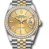 Rolex Steel and Yellow Gold Rolesor Datejust 36 Watch - Yellow Diamond Bezel - Champagne Index Dial - Jubilee Bracelet - 126283RBR chij