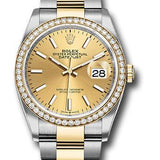 Rolex Steel and Yellow Gold Rolesor Datejust 36 Watch - Diamond Bezel - Champagne Index Dial - Oyster Bracelet - 126283RBR chio