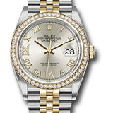 Rolex Steel and Yellow Gold Rolesor Datejust 36 Watch - Yellow Diamond Bezel - Silver Roman Dial - Jubilee Bracelet - 126283RBR sdr69j