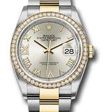 Rolex Steel and Yellow Gold Rolesor Datejust 36 Watch - Diamond Bezel - Silver Roman Dial - Oyster Bracelet - 126283RBR sdr69o