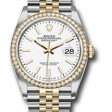 Rolex Steel and Yellow Gold Rolesor Datejust 36 Watch - Yellow Diamond Bezel - White Index Dial - Jubilee Bracelet - 126283RBR wij