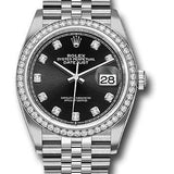 Rolex Steel Datejust 36 Watch - Diamond Bezel - Black Diamond Dial - Jubilee Bracelet - 2019 Release - 126284RBR bkdj