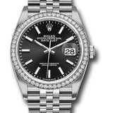 Rolex Steel Datejust 36 Watch - Diamond Bezel - Black Index Dial - Jubilee Bracelet - 2019 Release - 126284RBR bkij