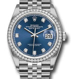 Rolex Steel Datejust 36 Watch - Diamond Bezel - Blue Diamond Dial - Jubilee Bracelet - 2019 Release - 126284RBR bldj