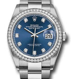 Rolex Steel Datejust 36 Watch - Diamond Bezel - Blue Diamond Dial - Oyster Bracelet - 2019 Release - 126284RBR bldo