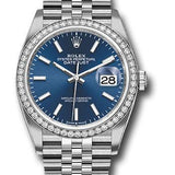 Rolex Steel Datejust 36 Watch - Diamond Bezel - Blue Index Dial - Jubilee Bracelet - 2019 Release - 126284RBR blij