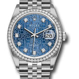 Rolex Steel Datejust 36 Watch - Diamond Bezel - Blue Jubilee Diamond Dial - Jubilee Bracelet - 2019 Release - 126284RBR bljdj