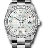 Rolex Steel Datejust 36 Watch - Diamond Bezel - Mother-of-Pearl Diamond Dial - Oyster Bracelet - 2019 Release - 126284RBR mdo