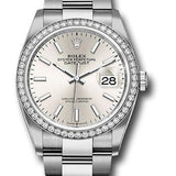 Rolex Steel Datejust 36 Watch - Diamond Bezel - Silver Index Dial - Oyster Bracelet - 2019 Release - 126284RBR sio