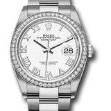 Rolex Steel Datejust 36 Watch - Diamond Bezel - White Roman Dial - Oyster Bracelet - 2019 Release - 126284RBR wro