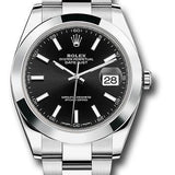 Rolex Steel Datejust 41 Watch - Smooth Bezel - Black Index Dial - Oyster Bracelet - 126300 bkio