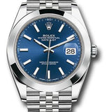 Rolex Steel Datejust 41 Watch - Smooth Bezel - Blue Index Dial - Jubilee Bracelet - 126300 blij