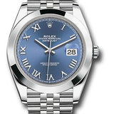 Rolex Steel Datejust 41 Watch - Smooth Bezel - Blue Roman Dial - Jubilee Bracelet - 126300 blrj