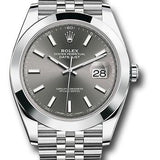 Rolex Steel Datejust 41 Watch - Smooth Bezel - Dark Rhodium Index Dial - Jubilee Bracelet - 126300 dkrij