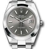 Rolex Steel Datejust 41 Watch - Smooth Bezel - Dark Rhodium Index Dial - Oyster Bracelet - 126300 dkrio