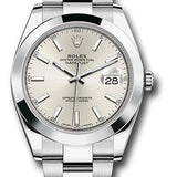 Rolex Steel Datejust 41 Watch - Smooth Bezel - Silver Index Dial - Oyster Bracelet - 126300 sio