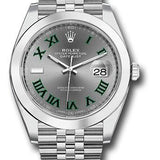 Rolex Steel Datejust 41 Watch - Smooth Bezel - Slate Green Roman Dial - Jubilee Bracelet - 126300 slgrj