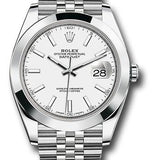 Rolex Steel Datejust 41 Watch - Smooth Bezel - White Index Dial - Jubilee Bracelet - 126300 wij