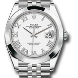 Rolex Steel Datejust 41 Watch - Smooth Bezel - White Roman Dial - Jubilee Bracelet - 126300 wrj