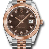 Rolex Steel and Everose Rolesor Datejust 41 Watch - Smooth Bezel - Chocolate Diamond Dial - Jubilee Bracelet - 126301 chodj