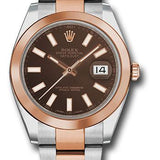 Rolex Steel and Everose Rolesor Datejust 41 Watch - Smooth Bezel - Chocolate Index Dial - Oyster Bracelet - 126301 choio