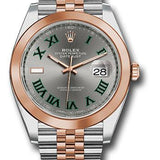 Rolex Steel and Everose Gold Rolesor Datejust 41 Watch - Smooth Bezel - Slate Gray Green Roman Wimbledon Dial - Jubilee Bracelet - 126301 slgrj