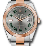 Rolex Steel and Everose Gold Rolesor Datejust 41 Watch - Smooth Bezel - Slate Gray Green Roman Wimbledon Dial - Oyster Bracelet - 126301 slgro