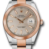 Rolex Steel and Everose Rolesor Datejust 41 Watch - Smooth Bezel - Sundust Index Dial - Oyster Bracelet - 126301 suio