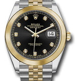 Rolex Steel and Yellow Gold Rolesor Datejust 41 Watch - Smooth Bezel - Black Diamond Dial - Jubilee Bracelet - 126303 bkdj