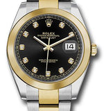 Rolex Steel and Yellow Gold Rolesor Datejust 41 Watch - Smooth Bezel - Black Diamond Dial - Oyster Bracelet - 126303 bkdo